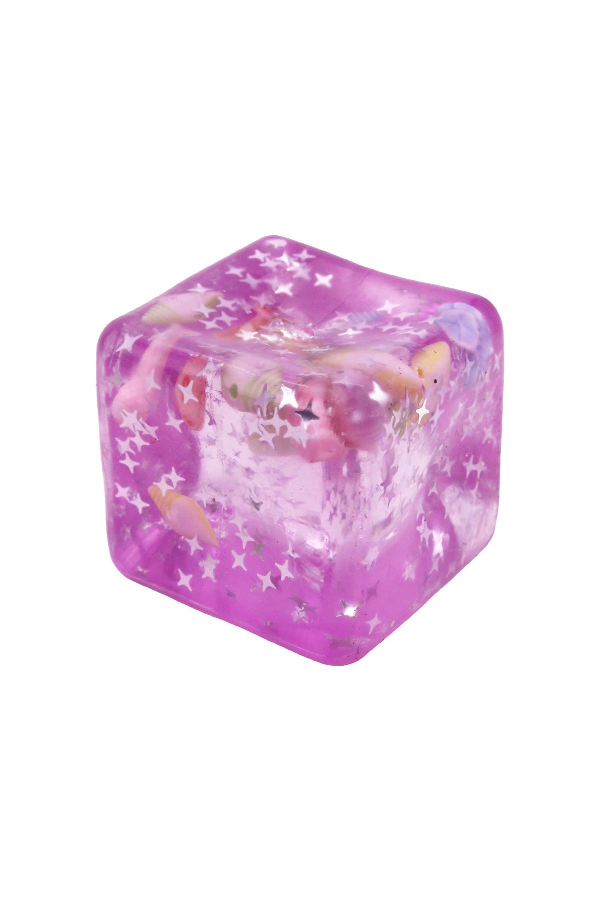Seashell Glitter Ocean Cube Maltose Putty Filled Squishy: ONE SIZE