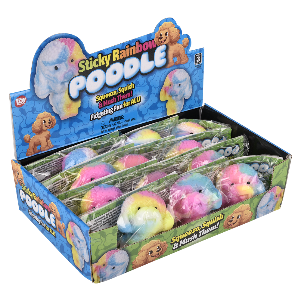(T) 2.75" STICKY RAINBOW POODLE
