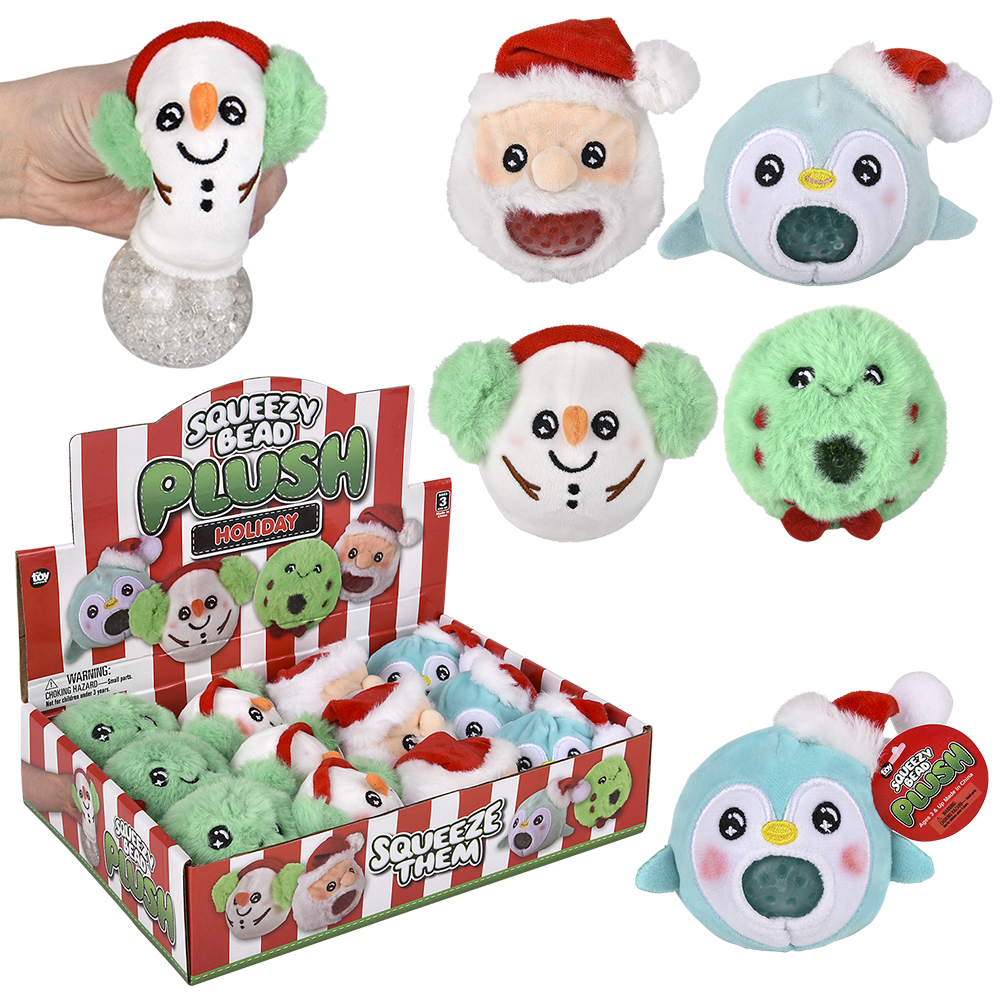 3" CHRISTMAS SQUEEZY BEAD PLUSH
