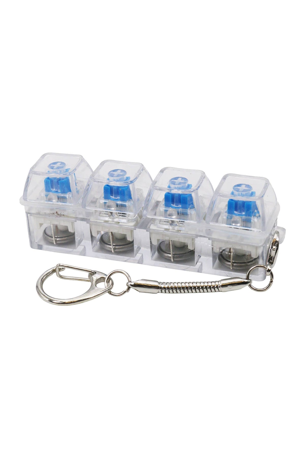 4x1 LED Light-Up Clear Clicky Keycap Fidget Toy Keychain: