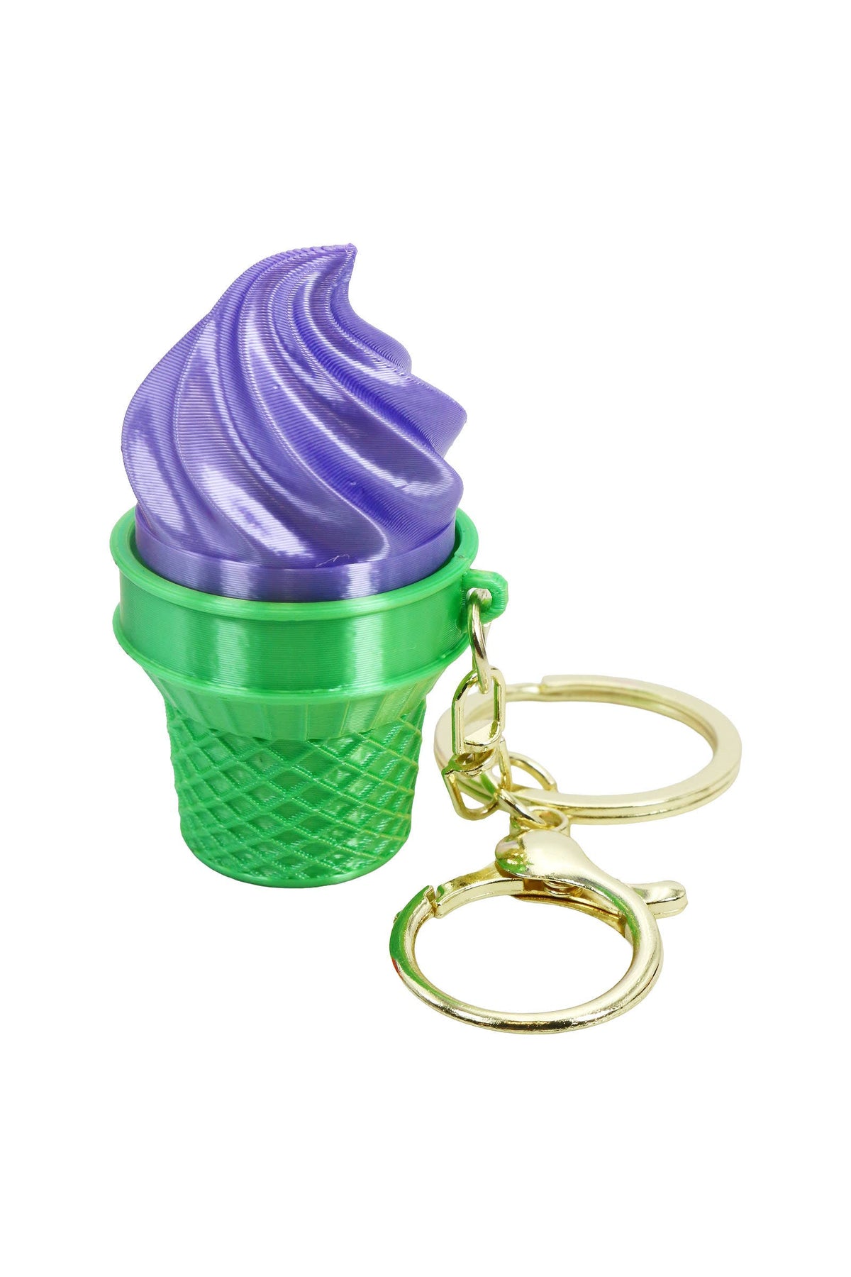 Ice-Cream 3D Print Ombre Shimmer Clicky Fidget Keychain: