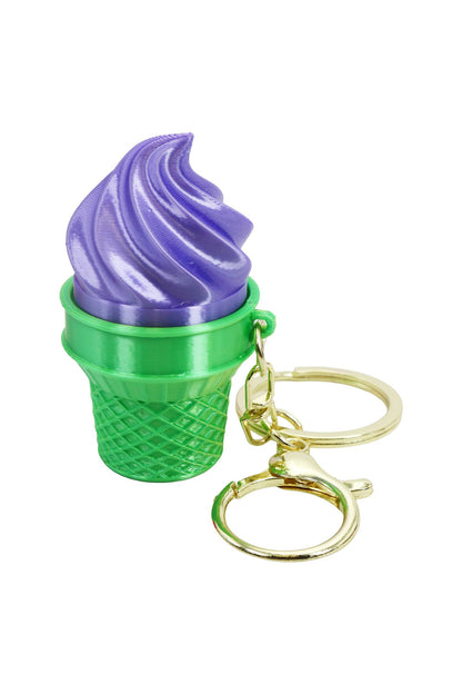 Ice-Cream 3D Print Ombre Shimmer Clicky Fidget Keychain: