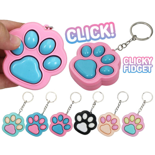 Pastel Animal Paw Clicky Fidget Toy Keychain
