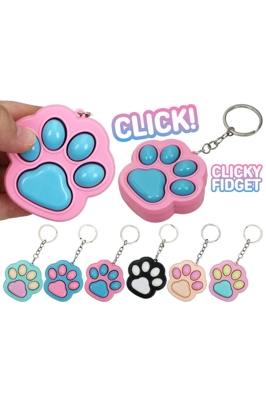 Pastel Animal Paw Clicky Fidget Toy Keychain