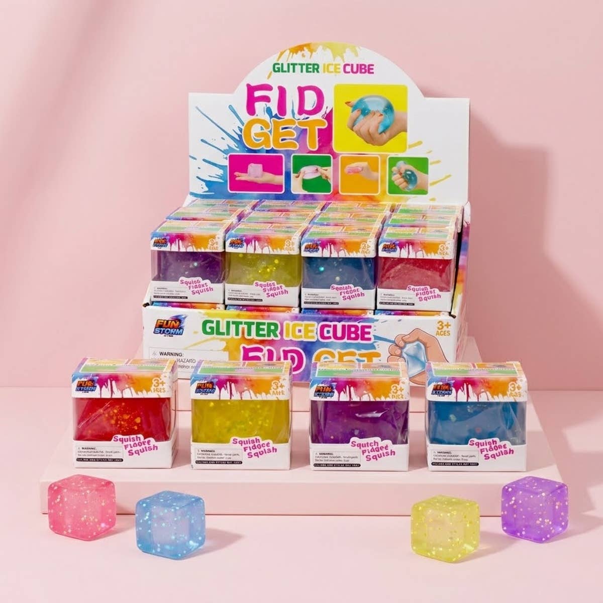 UPD GCSS Glitter Ice Cube 1.75" Squish Fidget Toy -