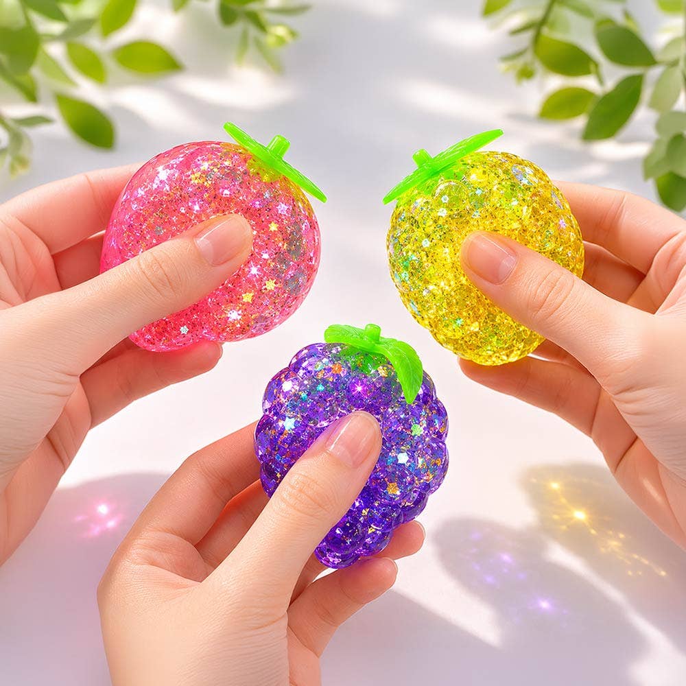 Glittered Fruit Squeeze Squishy Stress Relief Toy