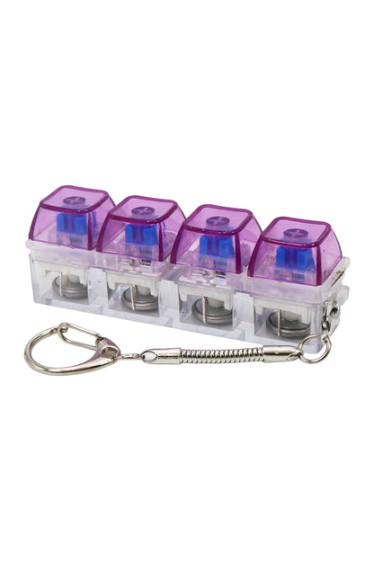 4x1 LED Light-Up Clear Clicky Keycap Fidget Toy Keychain: