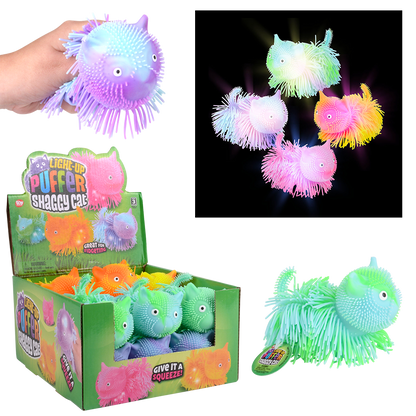 5.5" LIGHT-UP SHAGGY CAT PUFFER