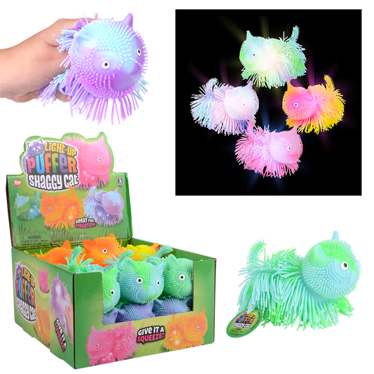 5.5" LIGHT-UP SHAGGY CAT PUFFER