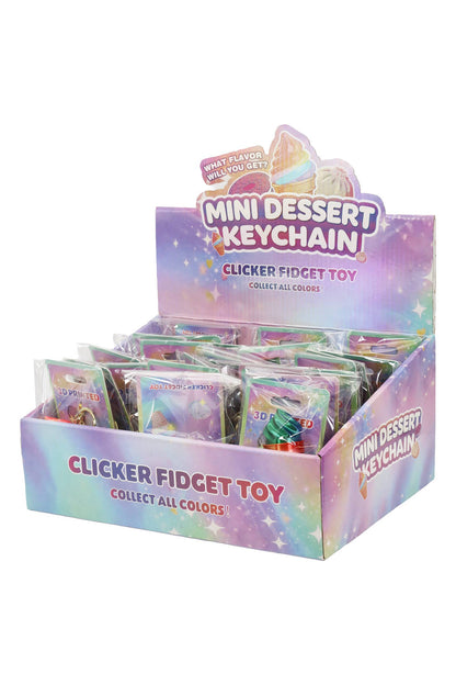 Ice-Cream 3D Print Ombre Shimmer Clicky Fidget Keychain: