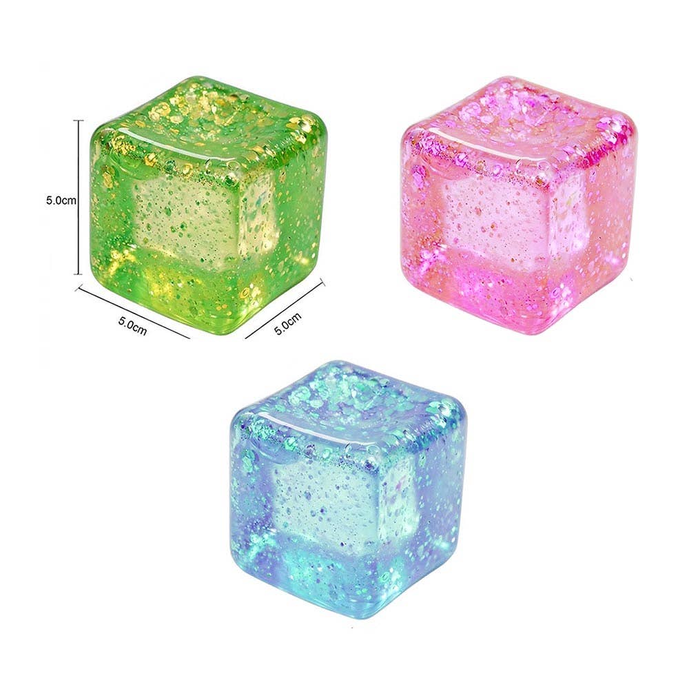 Glitter Cube Squeeze Squishy Stress Relief Toy