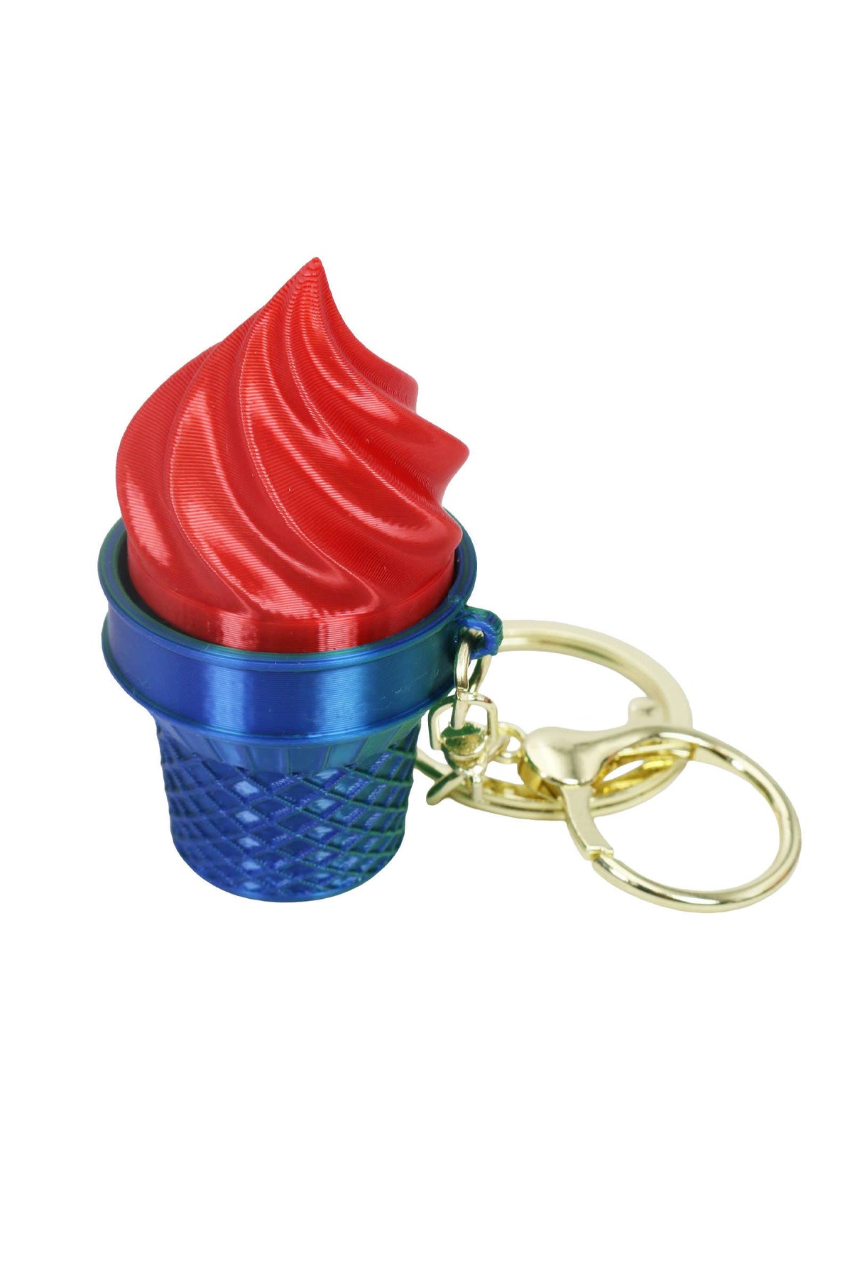 Ice-Cream 3D Print Ombre Shimmer Clicky Fidget Keychain: