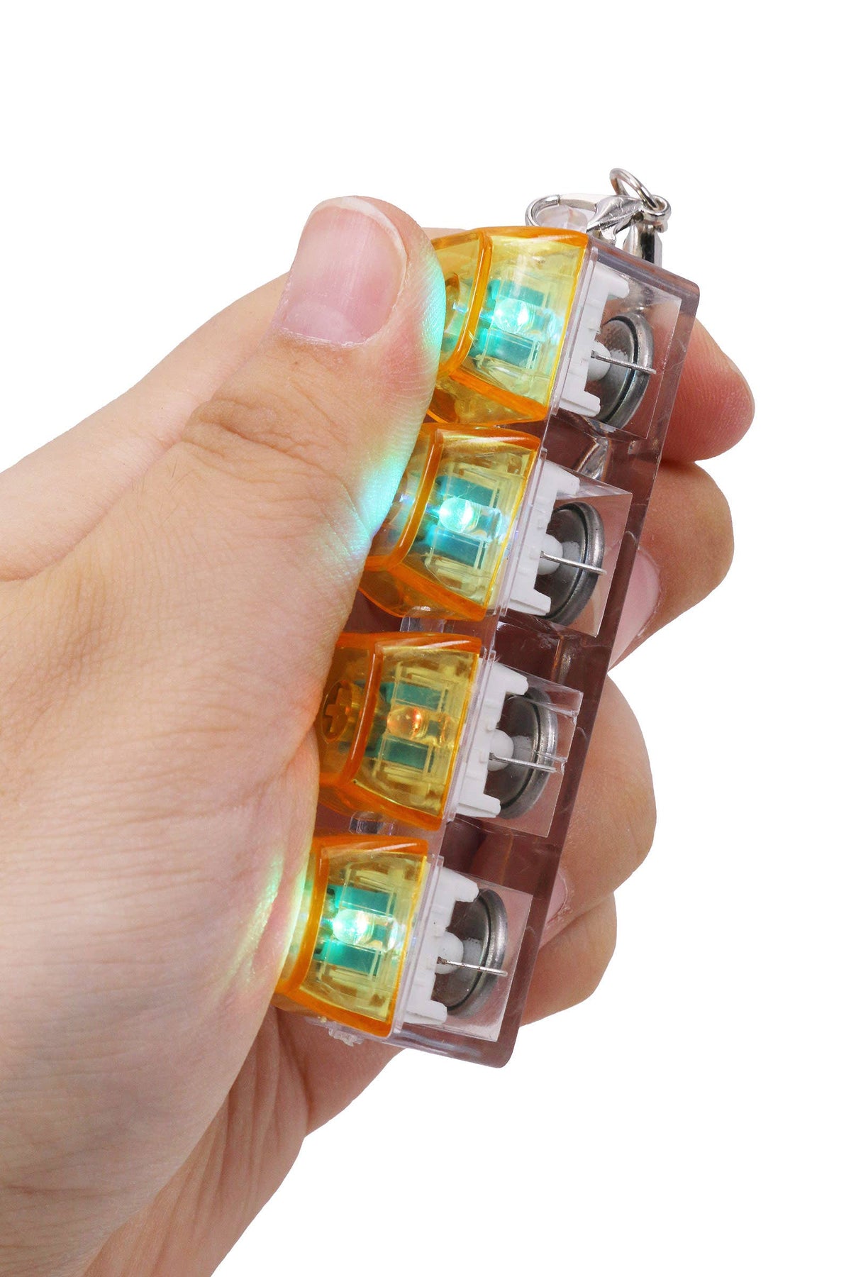 4x1 LED Light-Up Clear Clicky Keycap Fidget Toy Keychain: