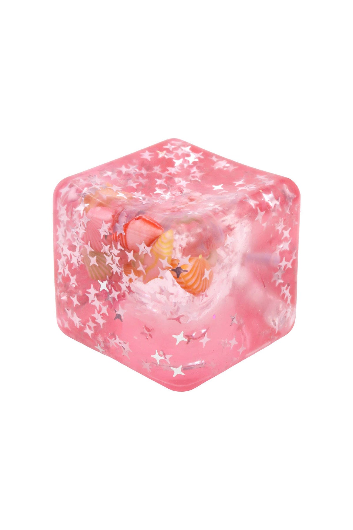 Seashell Glitter Ocean Cube Maltose Putty Filled Squishy: ONE SIZE