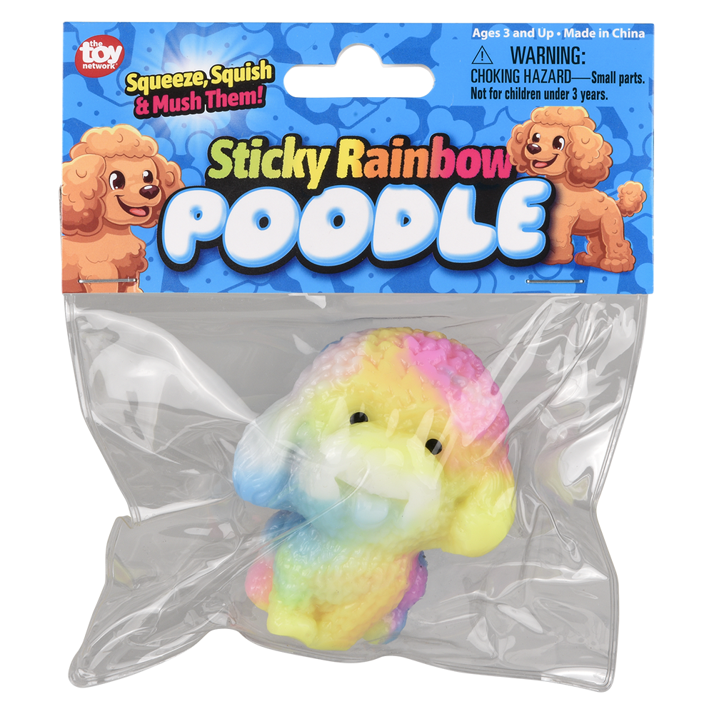 (T) 2.75" STICKY RAINBOW POODLE