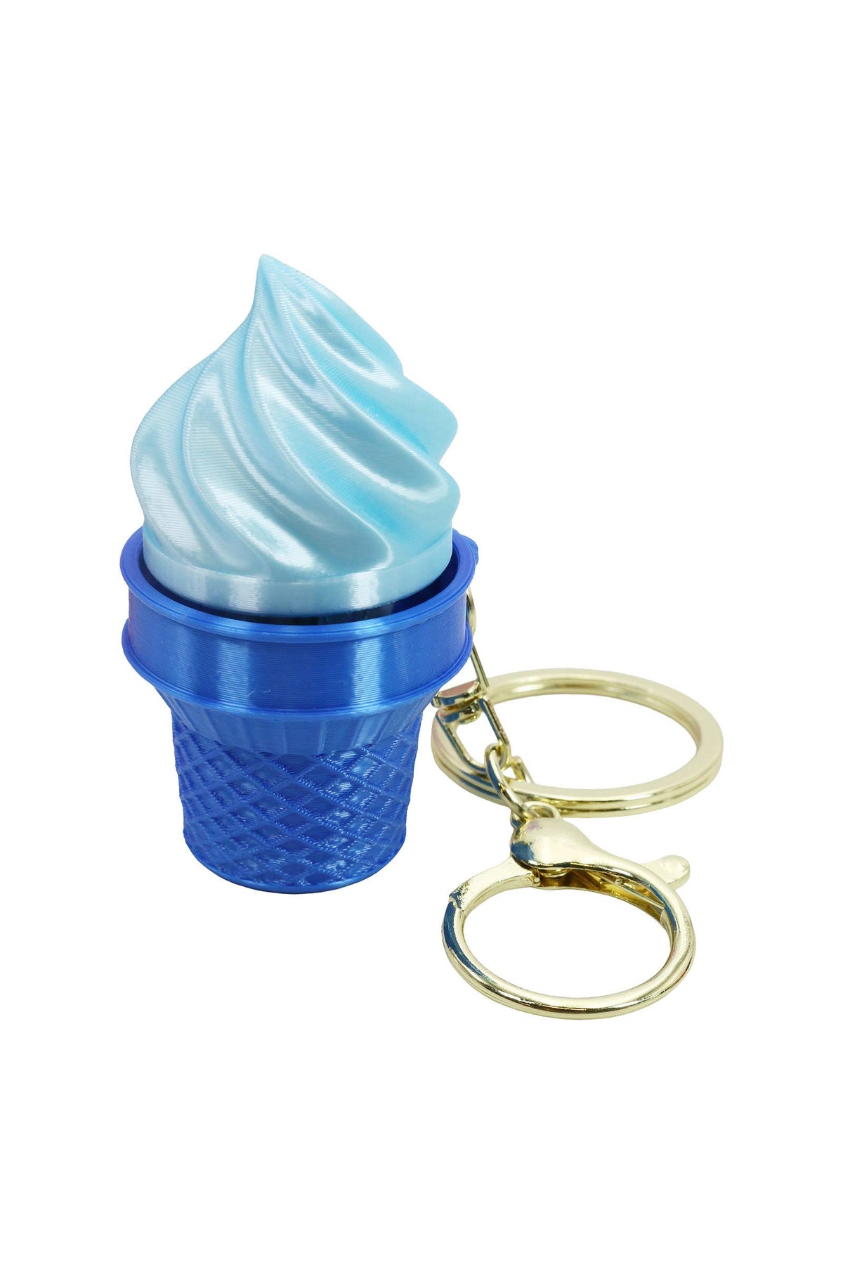 Ice-Cream 3D Print Ombre Shimmer Clicky Fidget Keychain: