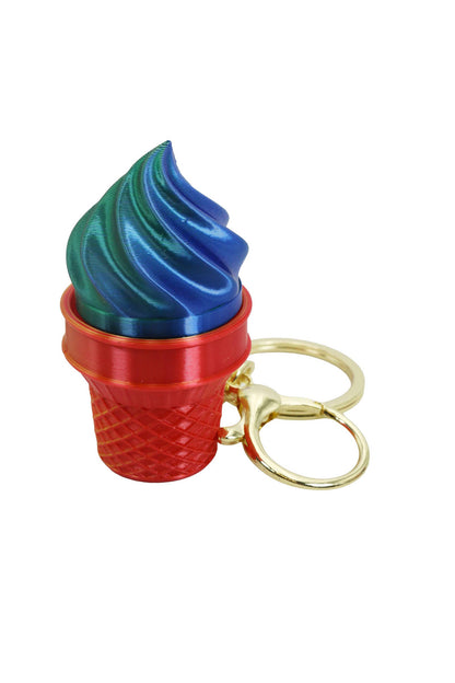 Ice-Cream 3D Print Ombre Shimmer Clicky Fidget Keychain: