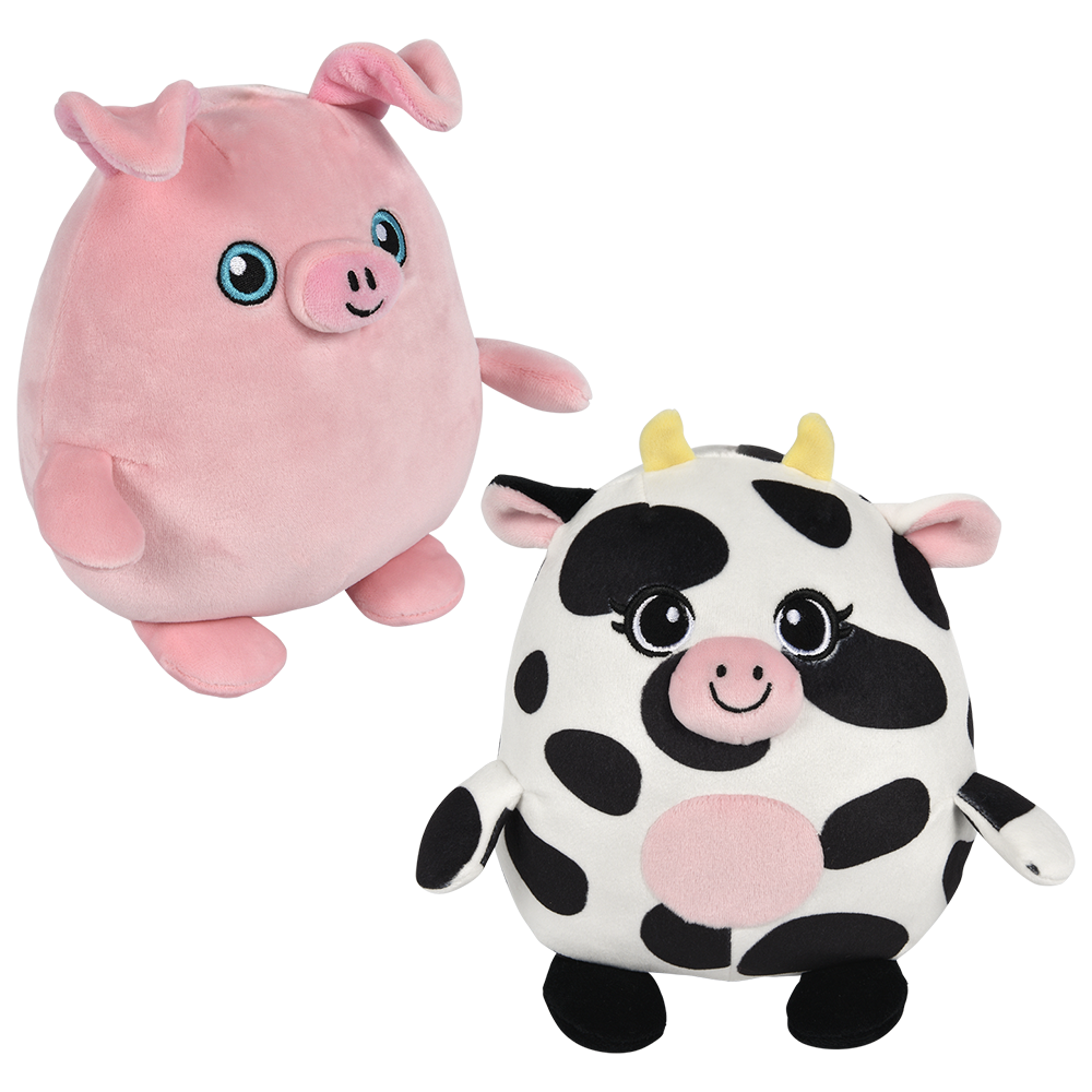 6" SQUISHY-ISHY PIG AND COW