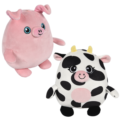 6" SQUISHY-ISHY PIG AND COW