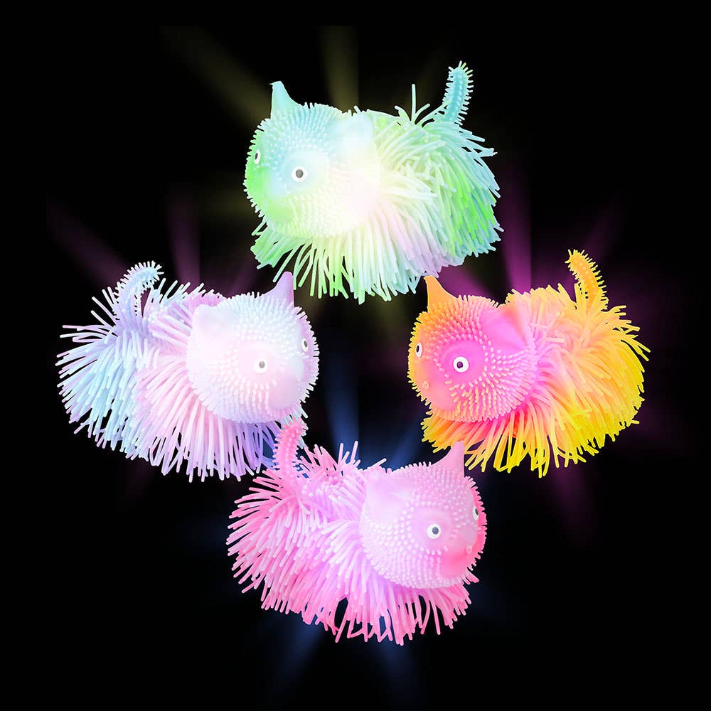 5.5" LIGHT-UP SHAGGY CAT PUFFER