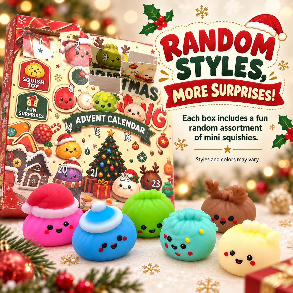 24-Day Christmas Emoji Dumpling Squishy Advent Calendar: Random