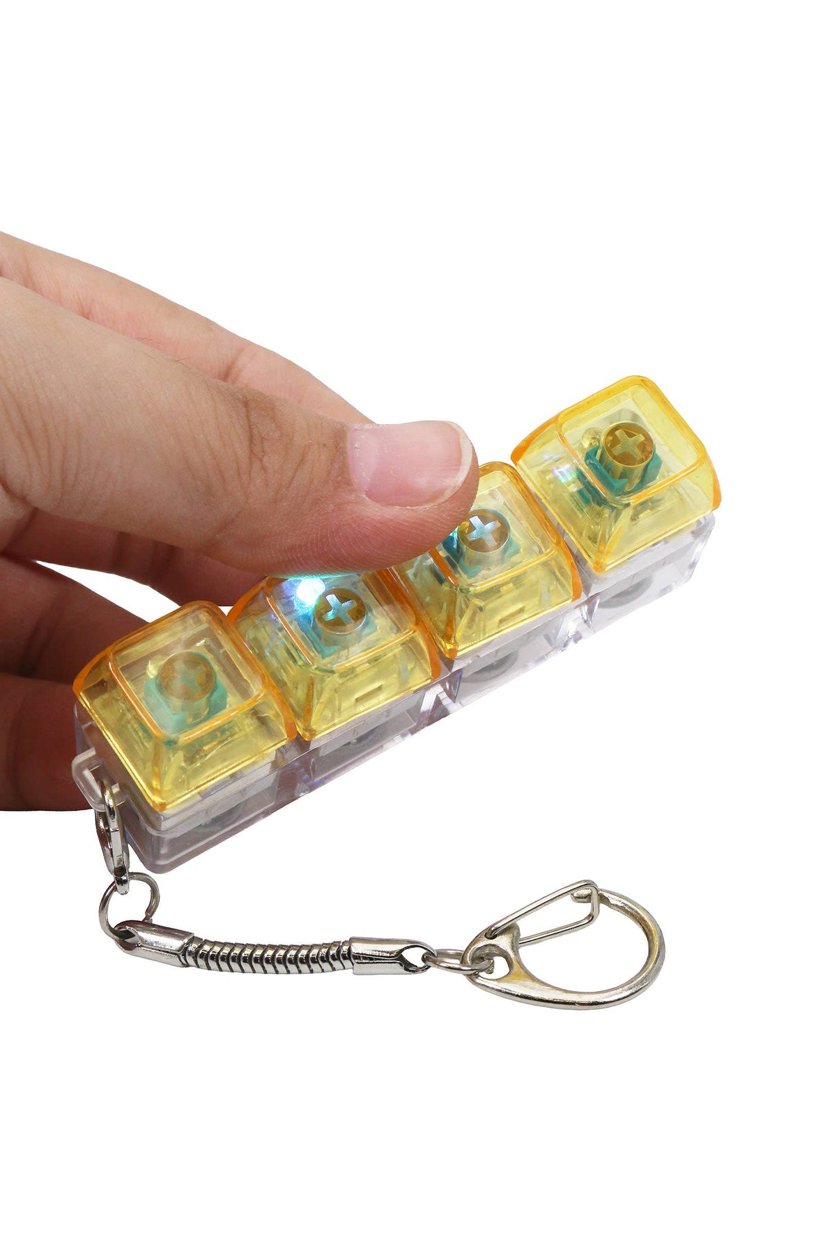 4x1 LED Light-Up Clear Clicky Keycap Fidget Toy Keychain: