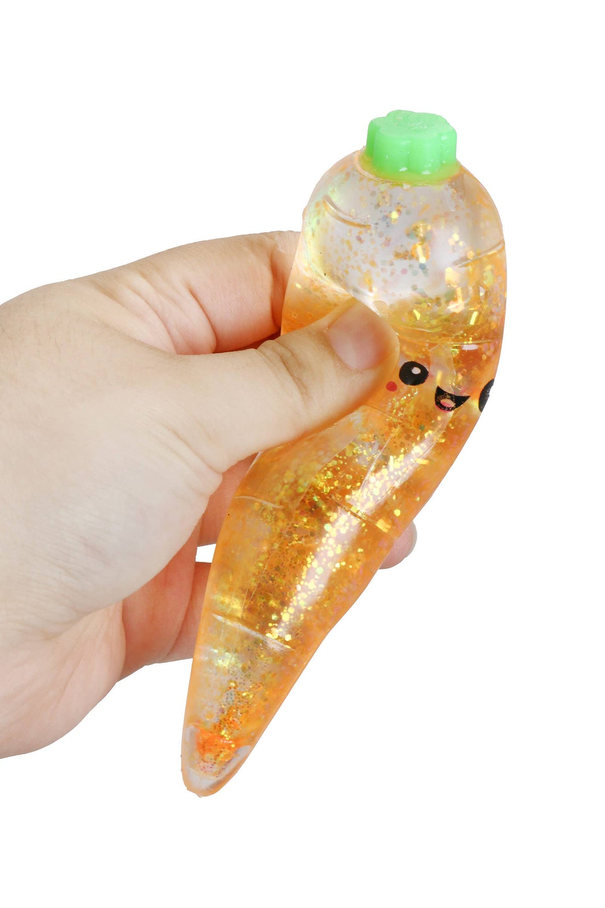 Cute Happy Carrot Glittery Maltose Putty Filled Squishy Toy: ORANGE / ONE SIZE