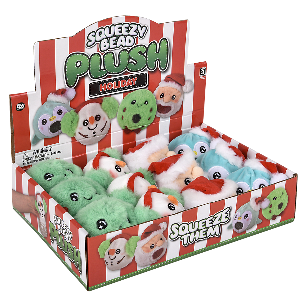 3" CHRISTMAS SQUEEZY BEAD PLUSH