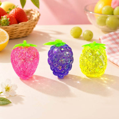 Glittered Fruit Squeeze Squishy Stress Relief Toy