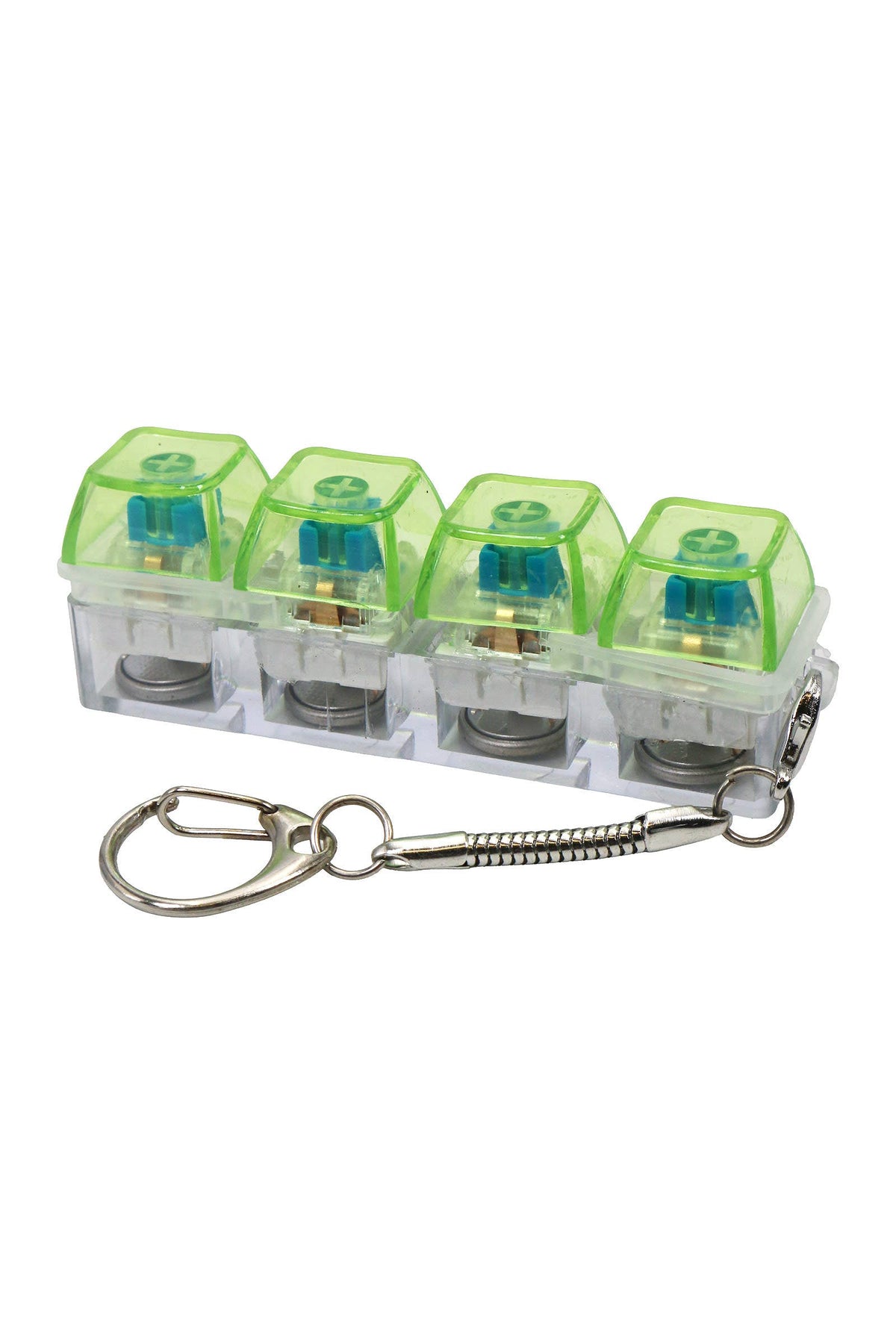 4x1 LED Light-Up Clear Clicky Keycap Fidget Toy Keychain: