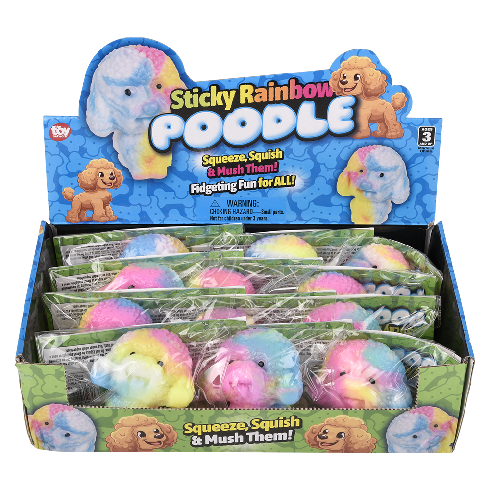 (T) 2.75" STICKY RAINBOW POODLE