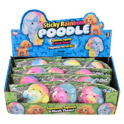 (T) 2.75" STICKY RAINBOW POODLE