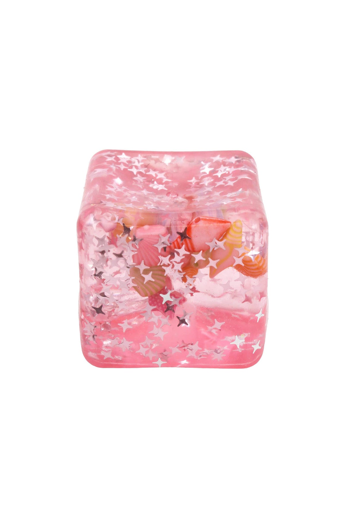 Seashell Glitter Ocean Cube Maltose Putty Filled Squishy: ONE SIZE