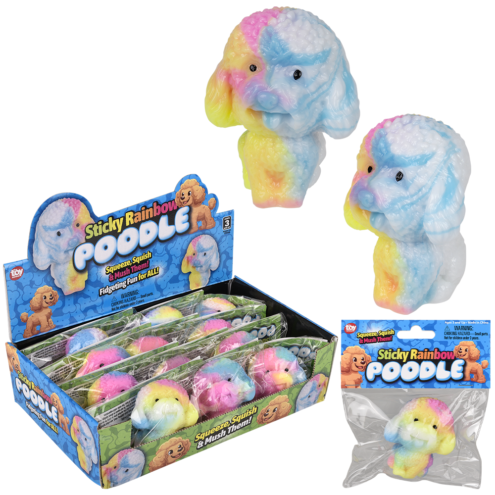 (T) 2.75" STICKY RAINBOW POODLE