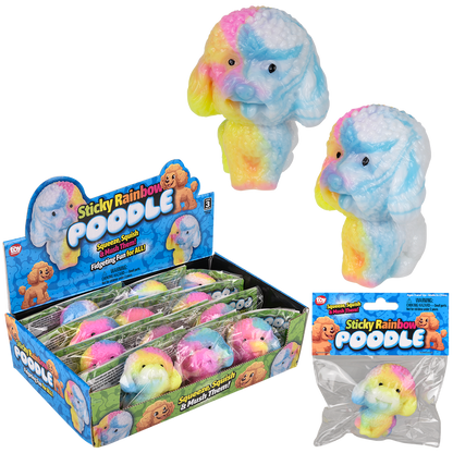 (T) 2.75" STICKY RAINBOW POODLE