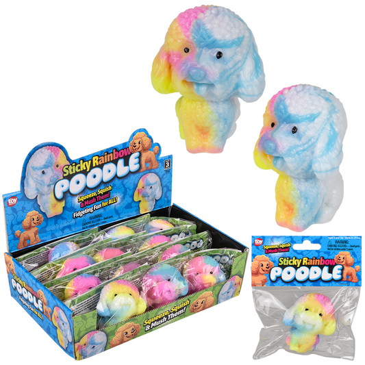 (T) 2.75" STICKY RAINBOW POODLE