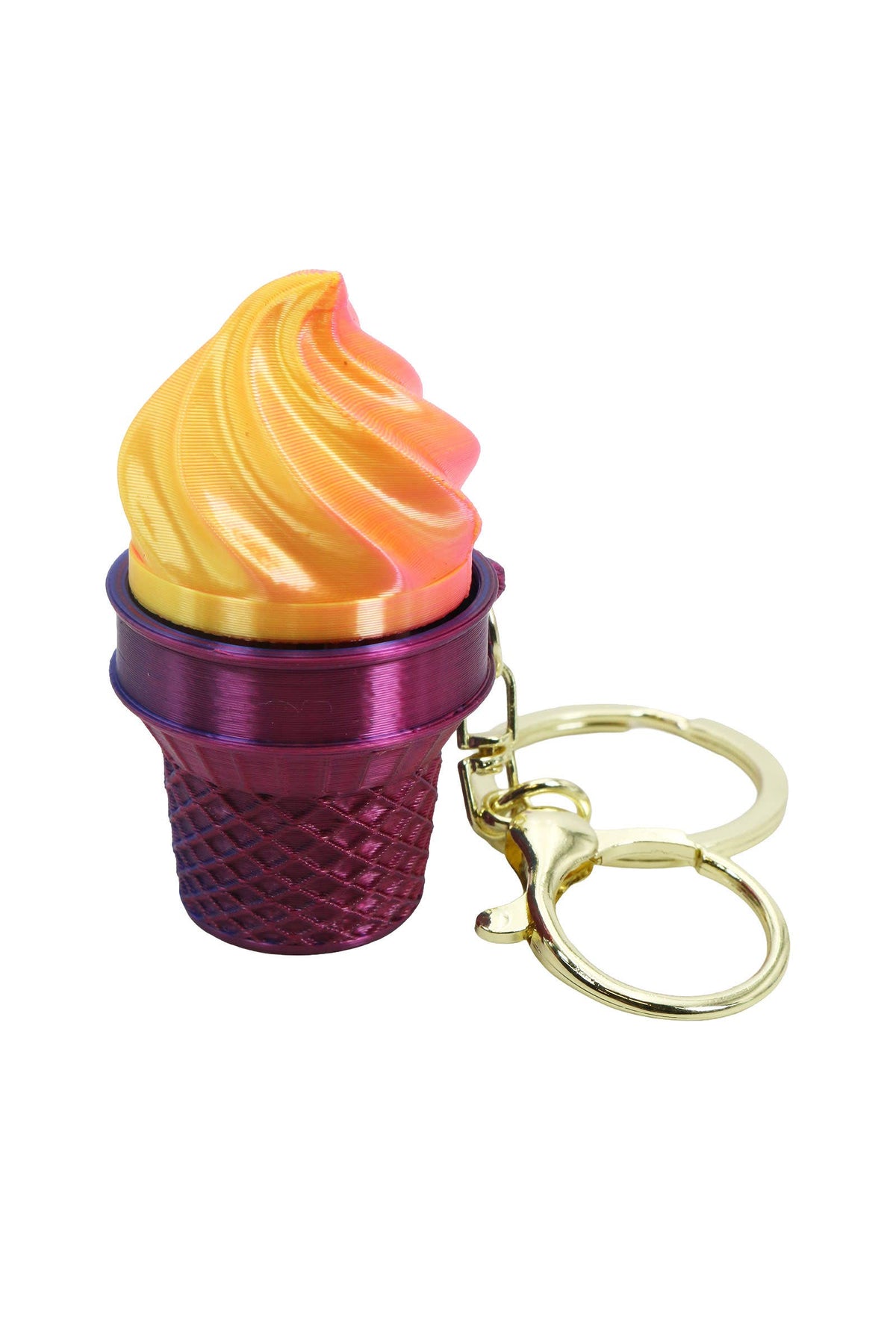 Ice-Cream 3D Print Ombre Shimmer Clicky Fidget Keychain: