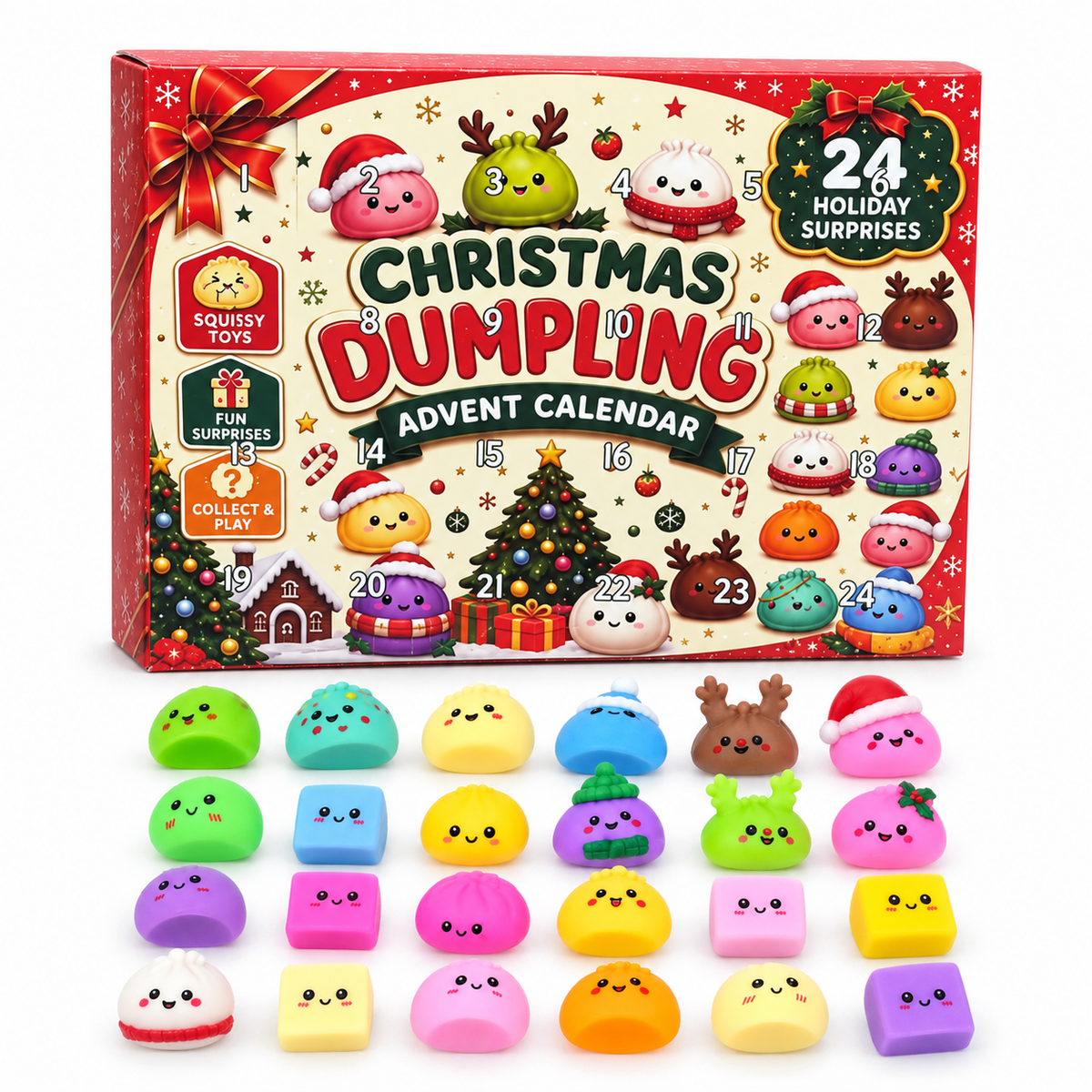 24-Day Christmas Emoji Dumpling Squishy Advent Calendar: Random