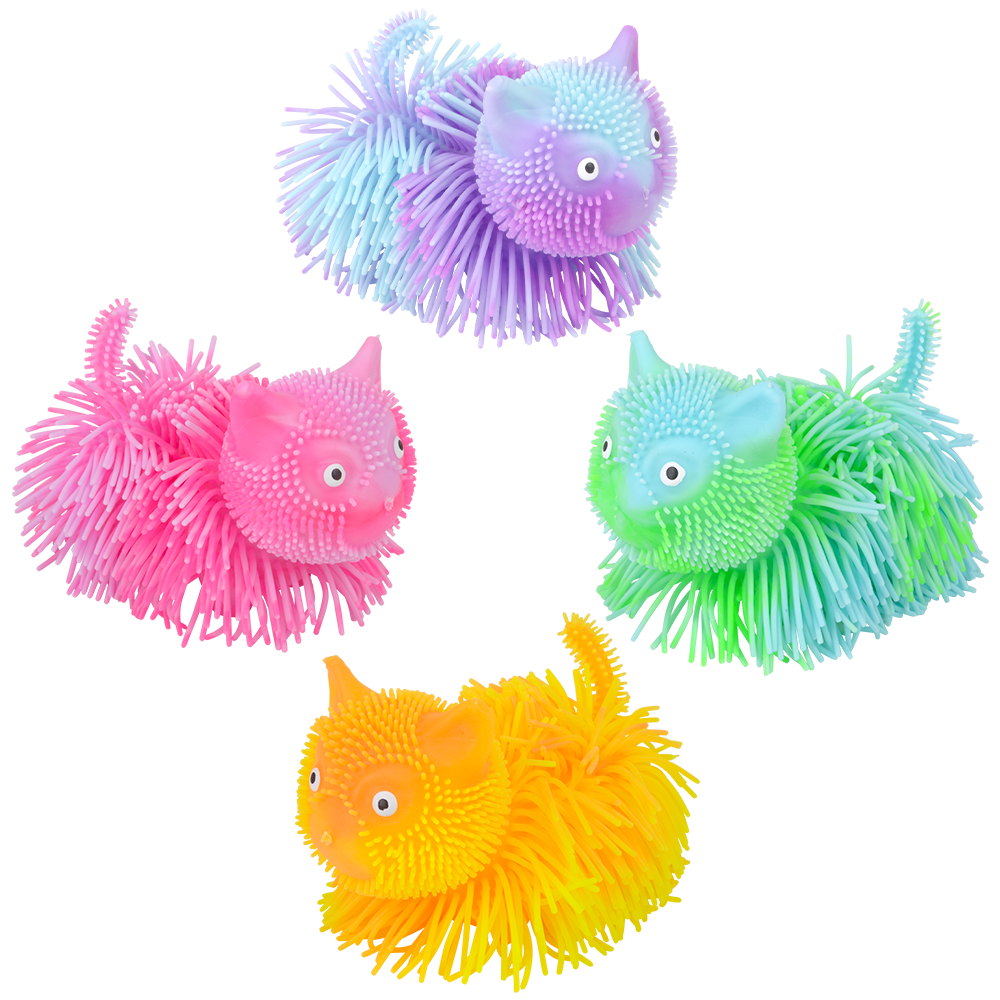 5.5" LIGHT-UP SHAGGY CAT PUFFER