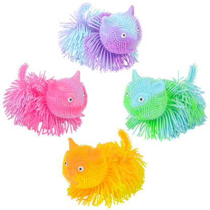 5.5" LIGHT-UP SHAGGY CAT PUFFER