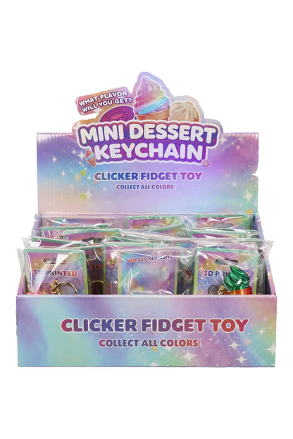 Ice-Cream 3D Print Ombre Shimmer Clicky Fidget Keychain: