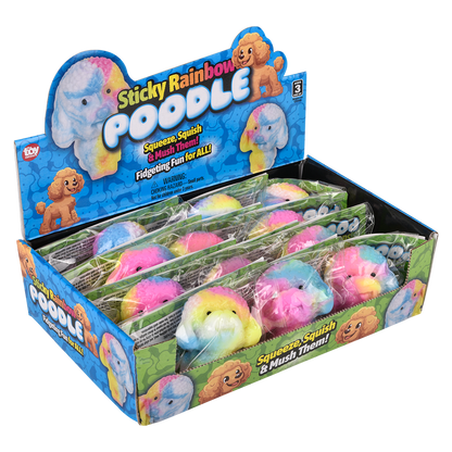 (T) 2.75" STICKY RAINBOW POODLE
