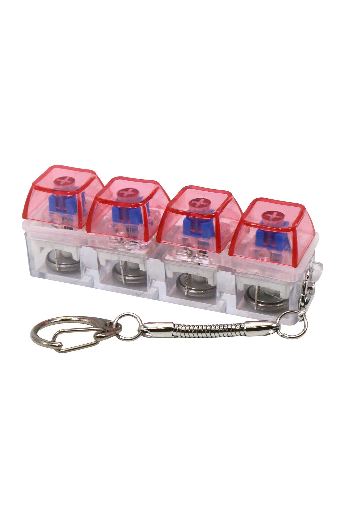 4x1 LED Light-Up Clear Clicky Keycap Fidget Toy Keychain: