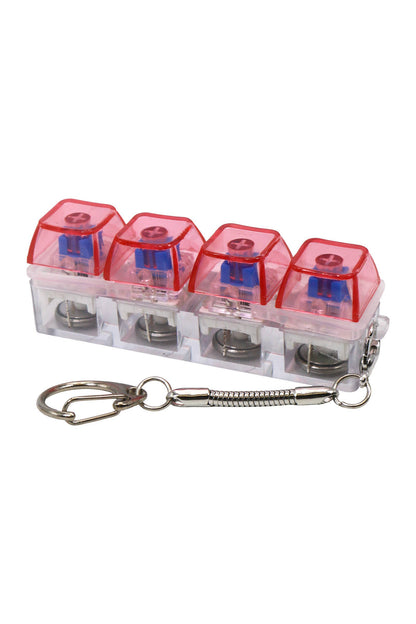 4x1 LED Light-Up Clear Clicky Keycap Fidget Toy Keychain: