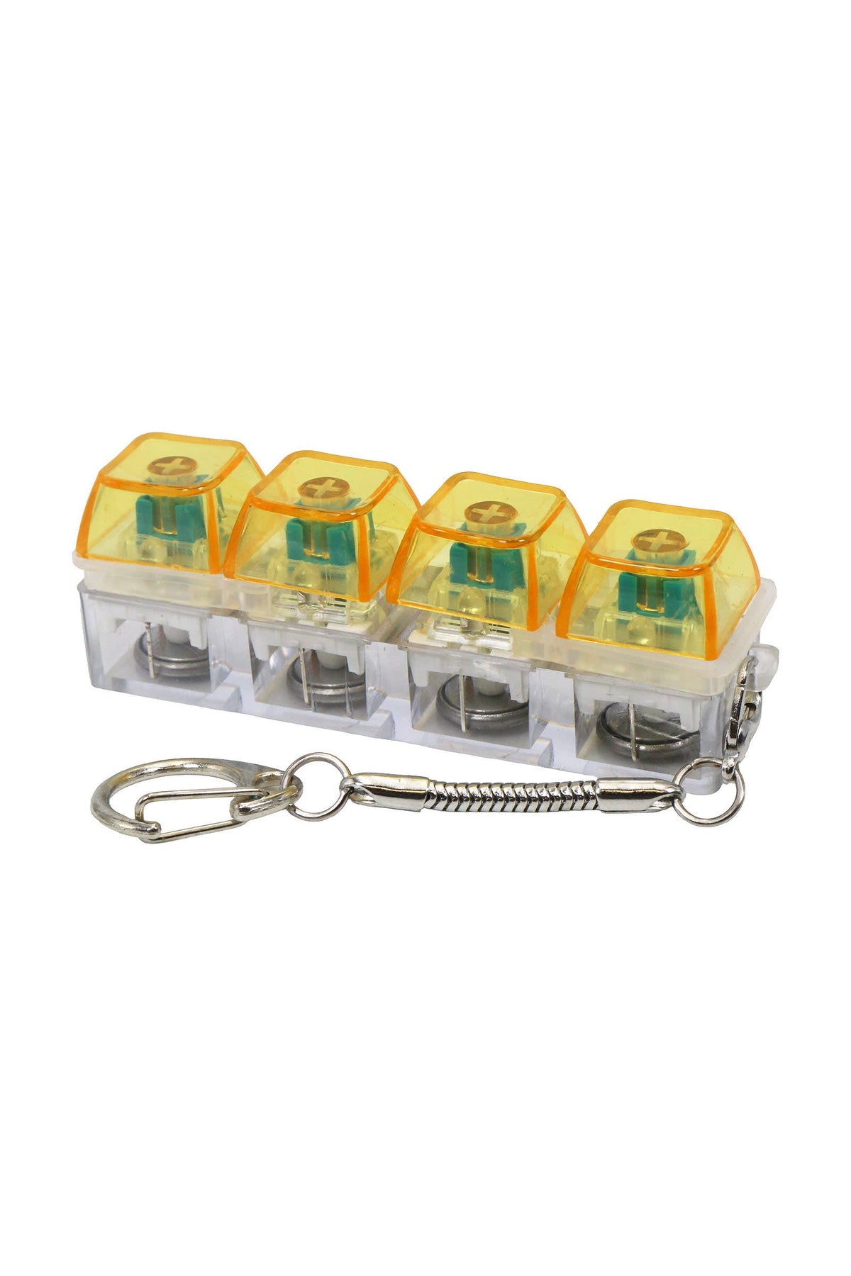 4x1 LED Light-Up Clear Clicky Keycap Fidget Toy Keychain: