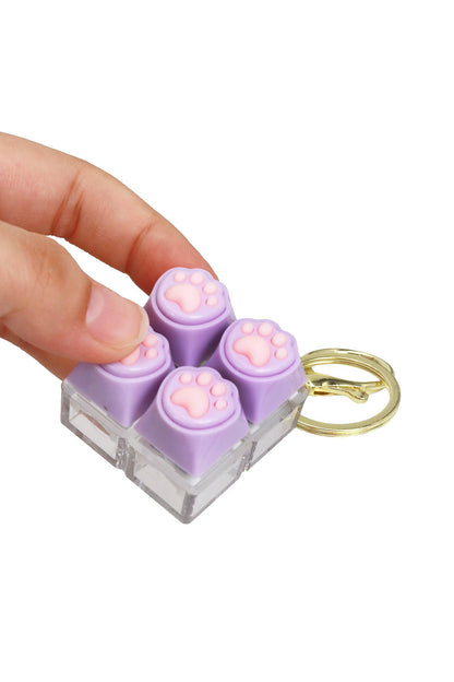 Clicky Keyboard Pastel Animal Paw Keycap Fidget Keychain: ONE SIZE